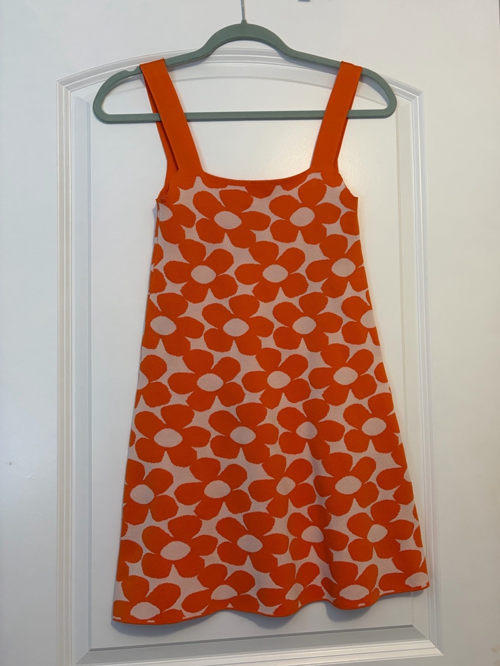 Zara women’s orange knit floral mini dress size XS